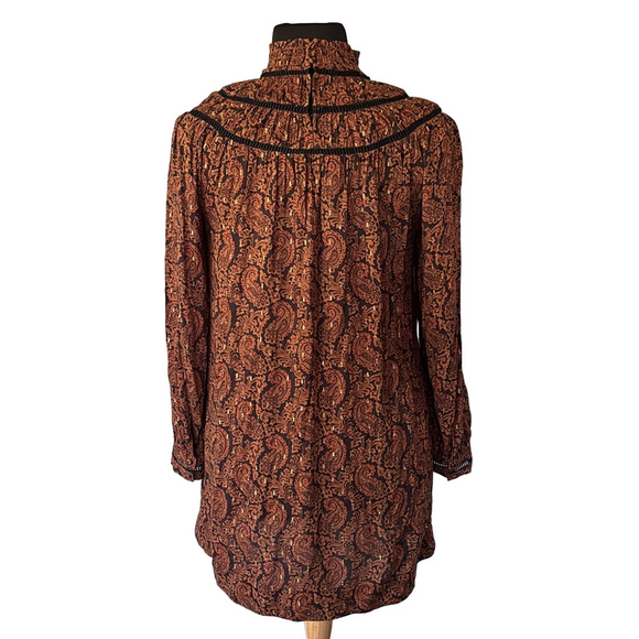 Rebecca Minkoff Jordana Brown Paisley Mock Neck Dress size M - Picture 4 of 12